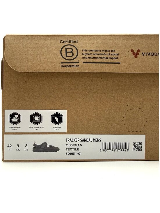 Vivobarefoot Men\'s Tracker Sandal Slingback Textile Synthetic 309511-01 Obsidian